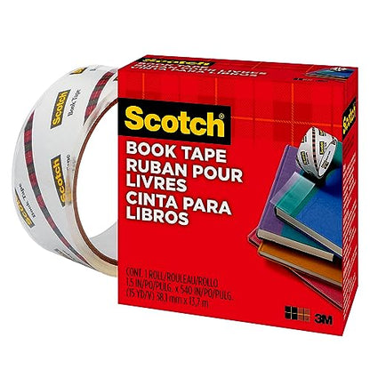 Scotch Book Tape, 1.5 in x 540 in, 1 Roll/Pack, Excellent for Repairing, Reinforcing Protecting, and Covering (845-150)