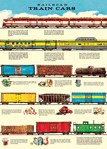 Cavallini & Co. Decorative Paper Sheet, Railroad Train Cars, 20 x 28 inch Italian Archival Paper (WRAP/Train)