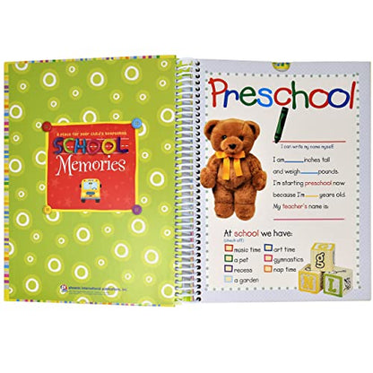 School Memory Book Album Keepsake Scrapbook Photo Kids Memories from Preschool Through 12th Grade with Pockets for Storage Portfolio + Bonus 12 Slots to Paste Pictures - of School Pictures, Grad etc.