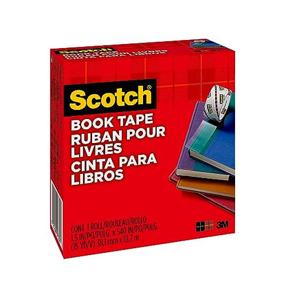 Scotch Book Tape, 1.5 in x 540 in, 1 Roll/Pack, Excellent for Repairing, Reinforcing Protecting, and Covering (845-150)