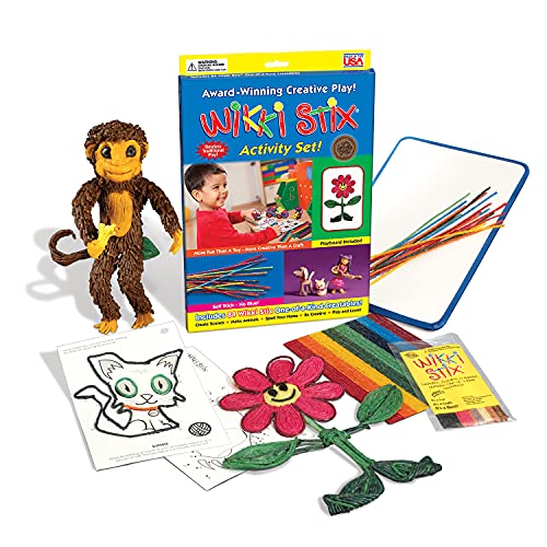 Arts and Crafts for Kids Activity Set with Playboard and Booklet, Non-Toxic, Waxed Yarn, Fidget Toy, Reusable Molding and Sculpting Playset, 84 Count, American Made by Wikki Stix