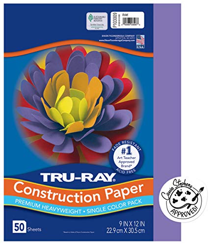 Pacon Tru-Ray Heavyweight Construction Paper, Violet, 9" x 12", 50 Sheets