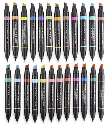 Prismacolor Premier Double-Ended Art Markers, Fine And Chisel Tip, Adult Coloring, 24 Pack