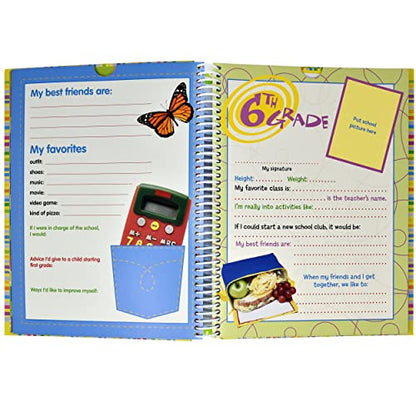 School Memory Book Album Keepsake Scrapbook Photo Kids Memories from Preschool Through 12th Grade with Pockets for Storage Portfolio + Bonus 12 Slots to Paste Pictures - of School Pictures, Grad etc.