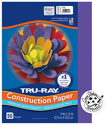 PACON Tru-Ray Heavyweight Construction Paper, Purple, 9" x 12", 50 Sheets (103019)