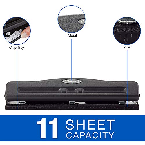 Swingline 2-3 Hole Punch, Adjustable, Commercial Hole Puncher, 11 Sheet Punch Capacity, Black (74020)