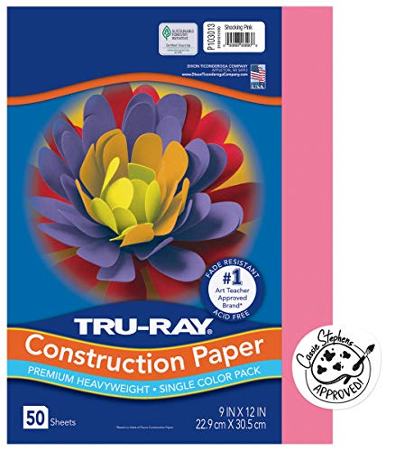 Tru-Ray Construction Paper, Shocking Pink, 9" x 12", 50 Sheets