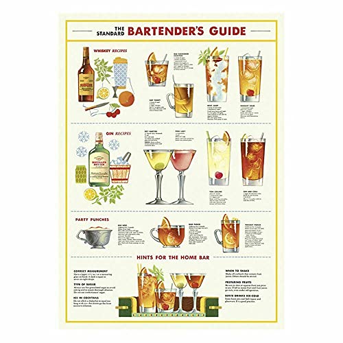 Cavallini & Co. Decorative Paper Sheet 20"x28"- Bartender's Chart