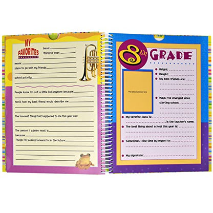 School Memory Book Album Keepsake Scrapbook Photo Kids Memories from Preschool Through 12th Grade with Pockets for Storage Portfolio + Bonus 12 Slots to Paste Pictures - of School Pictures, Grad etc.