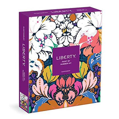 Galison Liberty Glastonbury – DIY Paint by Number Kit with Stunning Floral Foliage Design for Beginners and Experts Includes Easel Paint and Brushes