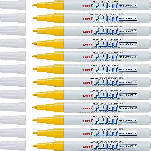 Uni-Paint 63705 PX-21 Oil-Based Paint Marker, Fine Point, Yellow 12-Count