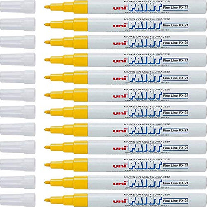 Uni-Paint 63705 PX-21 Oil-Based Paint Marker, Fine Point, Yellow 12-Count