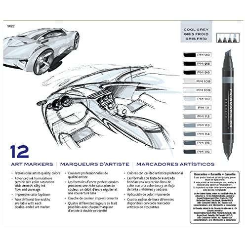 Prismacolor 3622 Premier Double-Ended Art Markers, Fine and Chisel Tip, Cool Grey, 12-Count