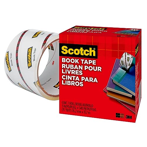 Scotch Book Tape, 3 in x 540 in, Excellent for Repairing, Reinforcing Protecting, and Covering (845-300)