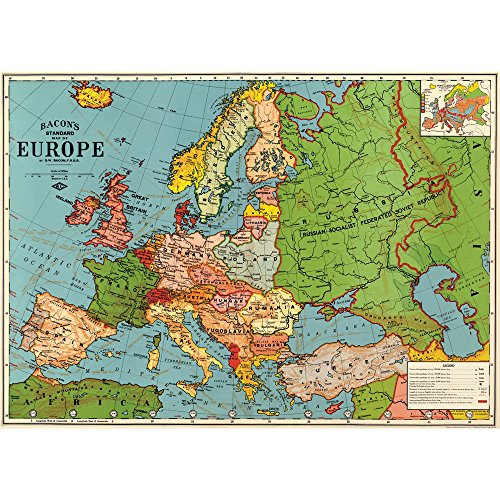 Cavallini & Co. Decorative Paper Sheet, Europe Map, 20 x 28 inch Italian Archival Paper (WRAP/MAPEUR3)…