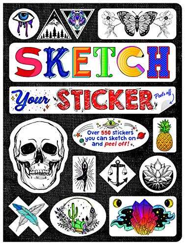 Piccadilly Sketch Your Sticker | Guided Artistic Sketchbook with Removeable Die-Cut Stickers | 550+ Sticker Outlines | 100 Pages (9781620098561), white