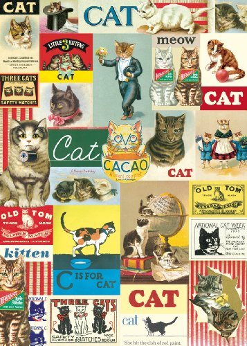 Cavallini & Co. Vintage Cats Decorative Decoupage Poster Wrapping Paper Sheet