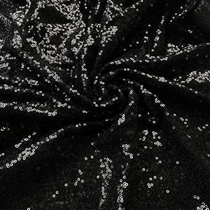 Black Sequin Fabric by The Yard Flip Sequin Fabric for Dress Glitter Sequin Fabric for Sewing Mesh Sequins Material by The Yard for DIY The Wedding Dress (1 Yard, Black)