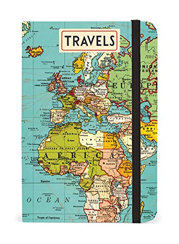 Cavallini Papers & Co. Notebook Vintage Map 256 Pages Featuring Classic Cream Lined Paper Stock, 4 x 6