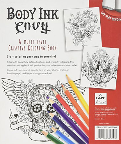 Body Ink Envy A Multi Level Adult Creative Coloring Book with Lay Flat Binding